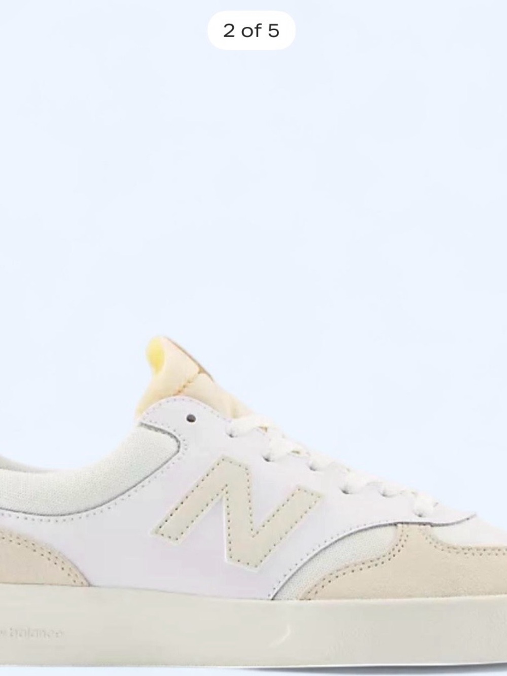 New Balance Low-Top Sneaker in Cream and White - Picture 2 of 3